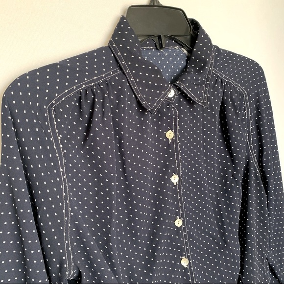 Zara Woman Blue White Polka Dot Long Sleeves Crop Top Size S - Picture 4 of 5